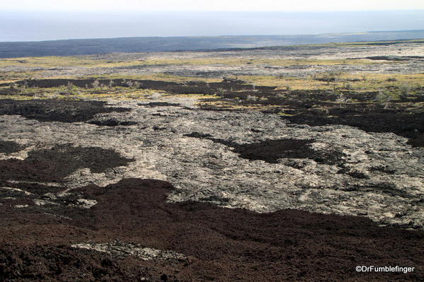 Volcanoes National Park. Notice all the differing lava flows on the slopes of the volcanoe, as seen from the Chain of Craters Road