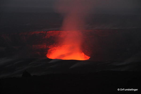 Volcanoes National Park. Glow of molten lava from Halema'uma Crater. Visible only after dusk.