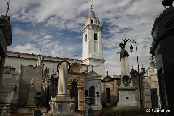 Buenos Aires' Recoleta Cemetery and Iglesia Nuestra Senora del Pilar tower
