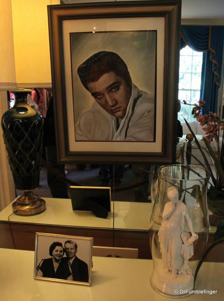 Graceland, Memphis. Photos of Elvis and his parents, living room
