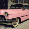 Elvis Presley Automobile Museum.  Pink 1955 Cadillac Fleetwood which he bought for his mother, Gladys.  One of the few cars Elvis never sold