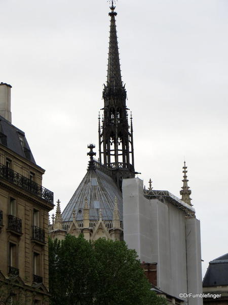 Saint Chapelle viewed at a distance. The spire is a recent addition