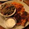 Jestine's Restaurant, Charleston, South Carolina.  Okra gumbo, red rice, and blackened chargrilled chicken breast