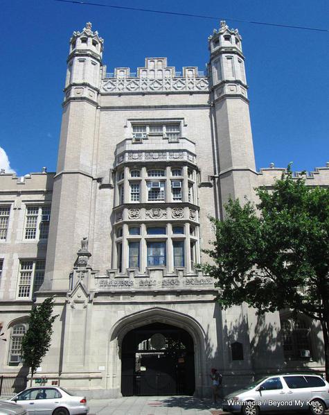 813px-Erasmus_Hall_High_School_central_tower_from_front