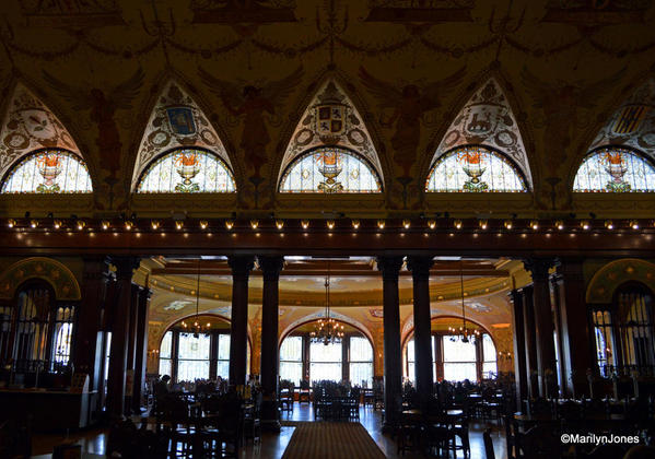 Flagler College tours are offered to invite visitors to experience the beauty of what was once Flagler Hotel. The windows in the college cafeteria are Tiffany