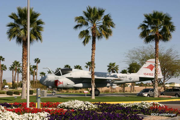 Entry to the Palm Springs Air Museum. Grumman A-6E Intrude aircraft