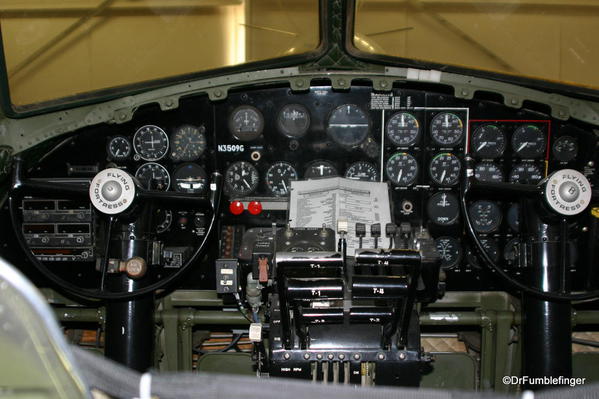 Palm Springs Air Museum. Cockpit of the Flying Fortress, B17 bomber.