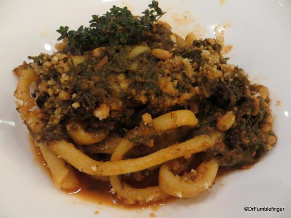Pasta con le Sarde, a Sicilian dish made of sardines, fennel, pine nuts and capers.