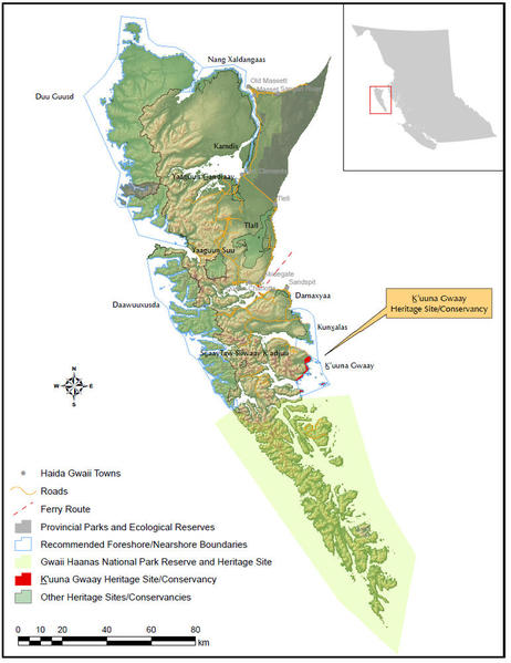 Location of Skedans, Haida Gwaii