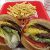 Delicious double cheeseburger and french fries, In 'n Out Burger