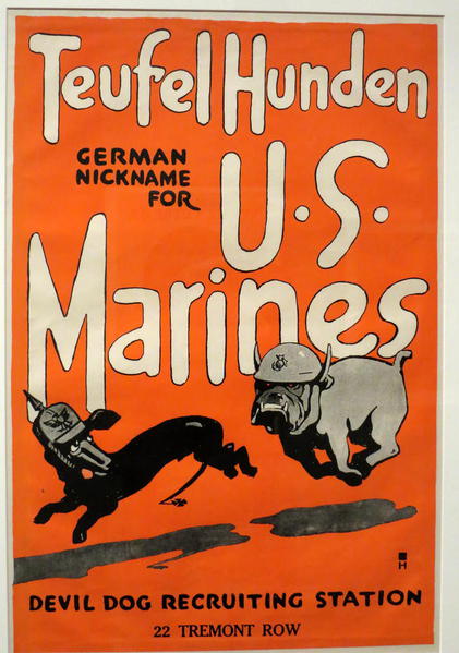 Over There. American Marine Recruitment poster by Charles Buckles Falls