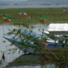 Lakes of the Rift Valley.  Boats with Ethiopian Flag