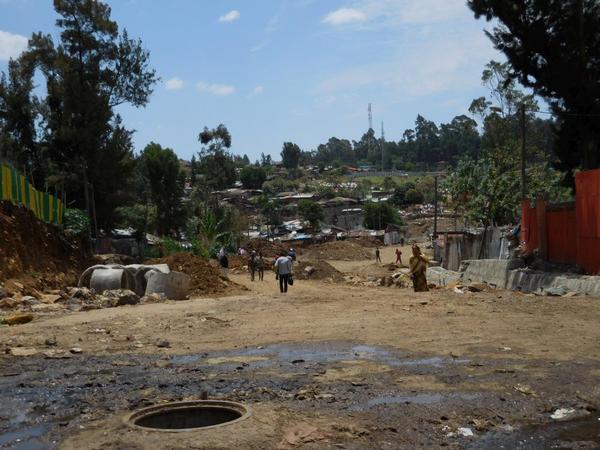 Addis shanty towns. Shanty towns along the hillside