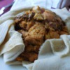 Injera at Haile Restuarant.  Injera with spices and beef (traveling companion ate this)