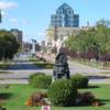 View of downtown Winnipeg from the front of the Manitoba Legislative Bldg.
