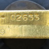 Solid gold bar on display at the Winnipeg Mint