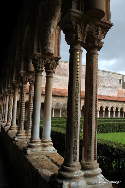 Pillars in the abbey courtyard, Monreal
