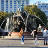 Neptune's fountain, Berlin.  A popular place with tourists.