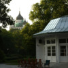 cafe, view of eastern orthodox church