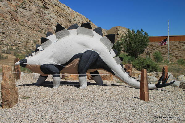 Dinosaur National Monument. Dinosaur statue outside of Fossil Bone Quarry Visitor Center