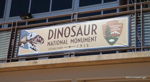 Dinosaur National Monument. Fossil Bone Quarry site. 100th anniversary banner.