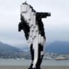 Pixel Orca, Vancouver Convention Center (North Vancouver in the background)