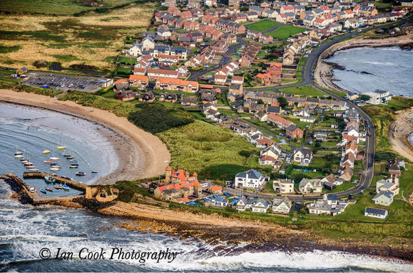 Aerial view of Beadnell, Northumberland