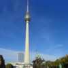 Berlin TV Tower (as seen from the Neptune Fountain): Berlin, Germany