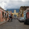 57 2015-11 Guatemala Antigua Arch of Convent 24: Covered Arch of the Convent with volcano in the background