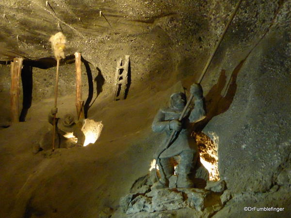 Ancient miners used flames on long sticks to ignite dangerous pockets of methane gas. Wieliczka Salt Mine