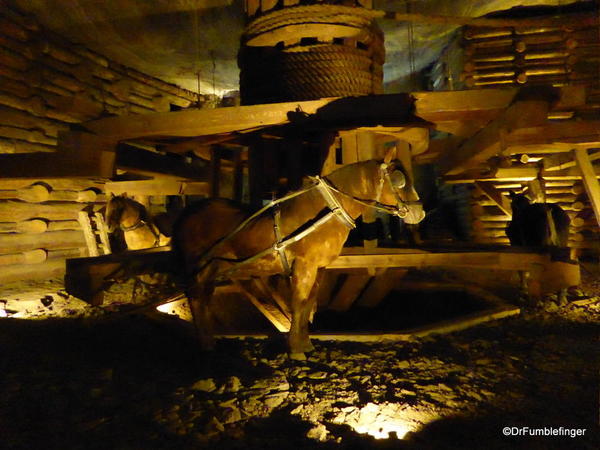 Display of how horses were used in mining. Wieliczka Salt Mine