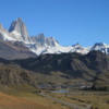 Entering El Chalten, with Patagonian Andes in the background