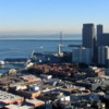 View of San Francisco from the Coit Tower.: Pictured is the San Francisco-Oakland Bay Bridge and part of downtown San Francisco.
