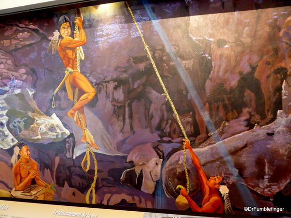 Mural of natives descending into the grotto, Cave and Basin National Historic Site