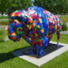 Painted Bison on the grounds of the Fargo-Moorhead Visitor Center