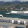 Pearl Harbor, USS Missouri, with view of the nearby Arizona Memorial