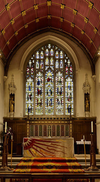 Sanctuary, altar and east window