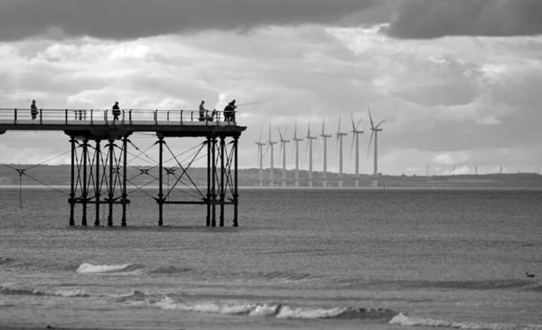 Pier - fishing and turbines.