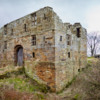 Castle gatehouse ruins.