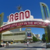 Reno Arch, Reno, Nevada: Looking down Virginia St. towards the Eldorado Resort Casino, the Silver Legacy Resort Casino, and Circus Circus Reno.