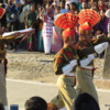 Taking the folded flag away, Border Officers at the Wagah Border flag lowering ceremony, India &amp; Pakistan