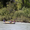 Rafting on the Bow river near Prince's Island Park, Calgary