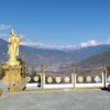 Bhutan Thimphu Buddha Kueneslphadrang (or Buddha Dordenma from the side) view of the mountains