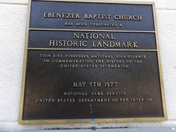 Ebanezer Baptist Church Plaque