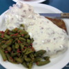Chicken fried steak, mashed potatoes, green beans and country gravy.  At Mom's Cafe, Salina, Utah