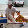 San Telma, Argentina.  Orange Juice doesn't get any fresher than hand squeezed by this street vendor