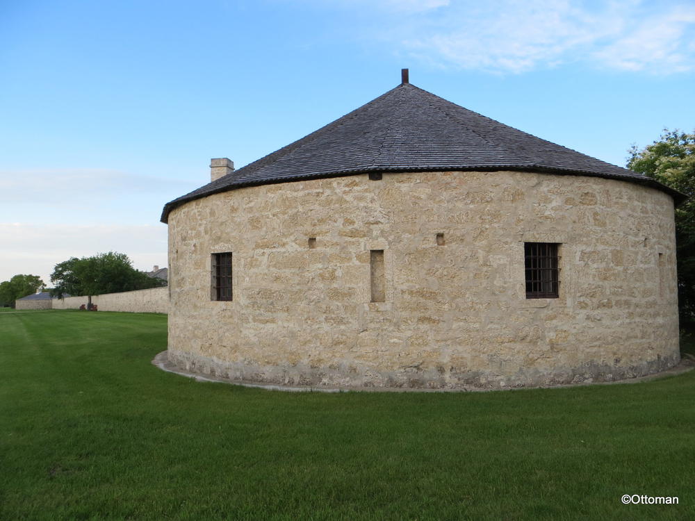 Lower Fort Garry National Historic Site, Manitoba, Canada.  Part of the stone wall around the fort