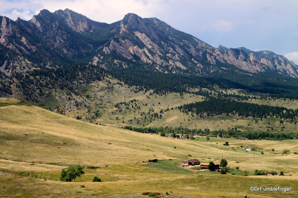 View of the Flatirons, near Boulder, Colorado.