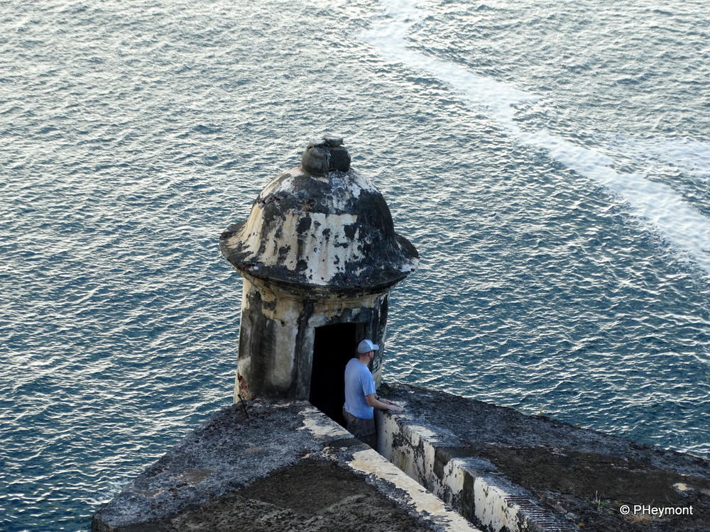 Modern lookout in ancient turret at El Morro
