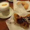 An afternoon pick-me-up.  Cafe latte and some wonderful fresh pastries